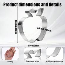 Apple Cookie Cutter, 3.3 Inch Stainless Steel Cookie Mold For Baking, Fondant, Biscuit & Clay, Graduation Fall Thanksgiving Back To School Party Supplies - Default - View 2