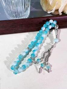 33 piezas de cuentas de cristal de 10mm con efecto craquelado, rosario pulsera de cuentas de oración musulmana Tasbih - Multicolor - Ver 3