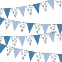 DCheereveal 3pcs Blue Hydrangea Pennant Banners Vintage Floral Bunting Banner Hanging Decorations Hydrangea Signs Bridal Shower Wedding Baby Shower Birthday Bachelorette Party Plies - 如圖 - 查看 2