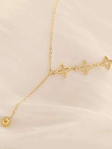 FOREVER QUEEN 1pc 925 Sterling Silver Gold Plated Y-Shape Long Necklace, 14K Gold Plated Delicate Pendant Necklace, Jewelry Gift For Women - Necklace - View 4