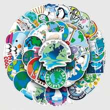 50 Pcs Dreamy Hot Air Balloon Stickers, 1.96-3.15inch Cartoon Fairy Tale Decorative Stickers, Self-Adhesive For Scrapbooking, Kids' Room Decoration, Party Setup(Hot Air Balloon) - Global Warming - View 2