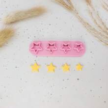 1/5pcs Mini Flower & Star Shaped Polymer Clay Cutters, Pink Flower & Star Design, Handcraft Tools For DIY Nail Art, Earrings And Jewelry Making - Pink - View 8