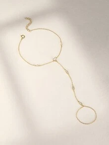 925纯银镀金女士手链，精致18K金手镯，镶嵌立方氧化锆钻石女士手链，抗氧化耐磨珠宝礼品 - 金色-幾何2 - 查看 4