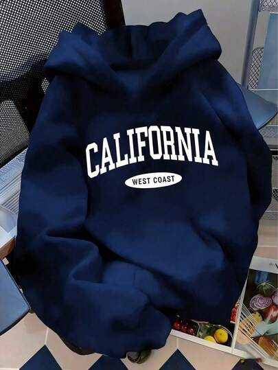 Hombre003 Sudadera con Capucha de Color Sólido Estilo Urbano, Unisex Holgado y Adelgazante Sudadera Cool con Estampado California(Delgado para primavera y otoño, elige una talla más grande.)