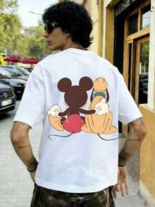 Disney Printed T-Shirt,Men's Mickey And Pluto Shirt, Animal Kingdom, Mickey Shirt, Disney Character Shirt, Disney Group Shirt, Disney World, Disney Pluto Dog Shirt,Suitable For All Seasons, Comfortable And Breathable| Exquisite Design | The Best Choice For Giving Gifts - trắng - Xem 3
