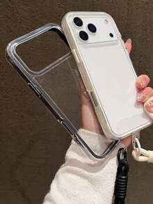 1pc INS High Transparency 2-In-1 + Pink Lanyard, Fashionable Anti-Drop Phone Protective Case, Compatible With IPhone 11 12 13 14 15 16 17 Series, Suitable As Gifts For Family, Friends, Various Holidays - Pink - View 5