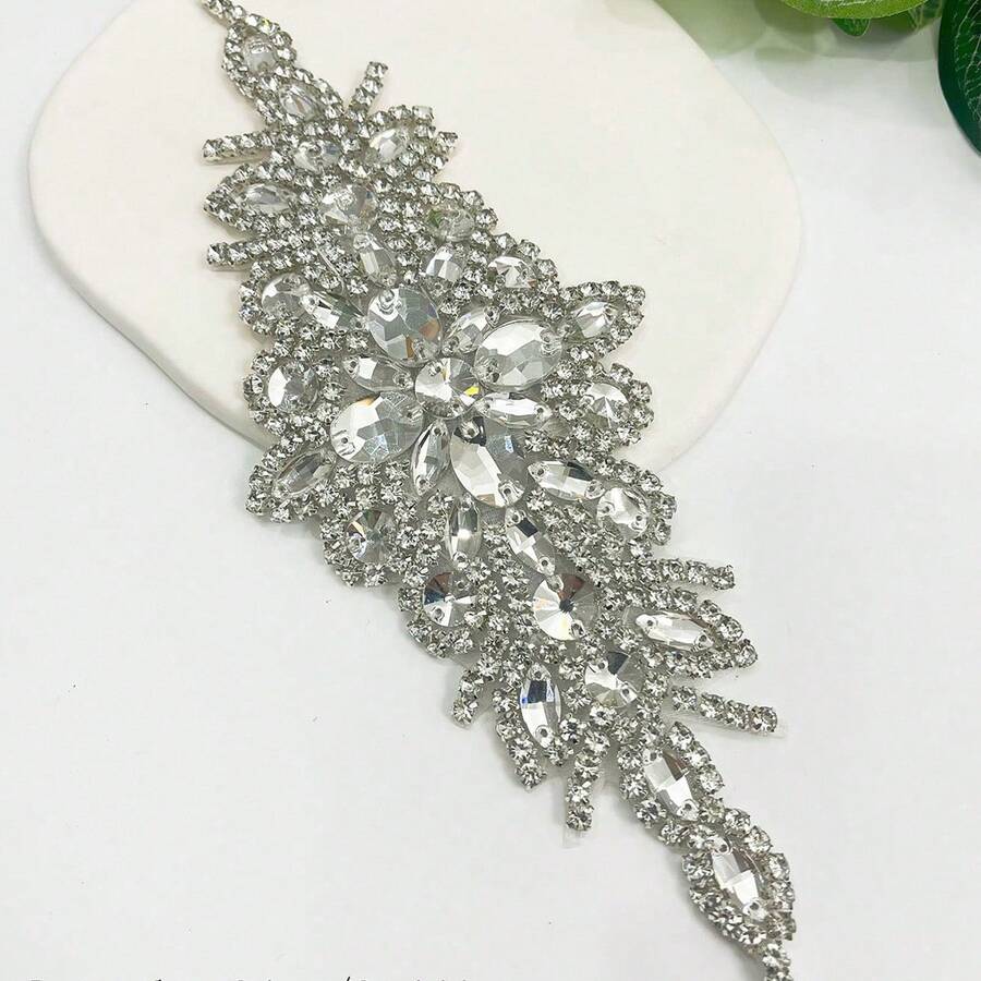 1件手工高端水晶合成钻石背胶，闪亮贴纸婚纱配饰DIY新娘腰带 - B17 - 查看 1