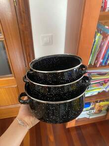 3pcs/Set Enamel Cookware Set, Non-Stick Pots & Pans Set, Multi-Functional Glass Lid, Suitable For Stovetop & Induction Cooktop - View 11