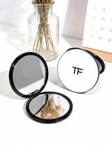 Tom Ford Espejo de maquillaje, de doble cara, con cubierta blanca, espejo compacto, espejo de viaje, espejo de tocador - blanco plateado - Ver 2