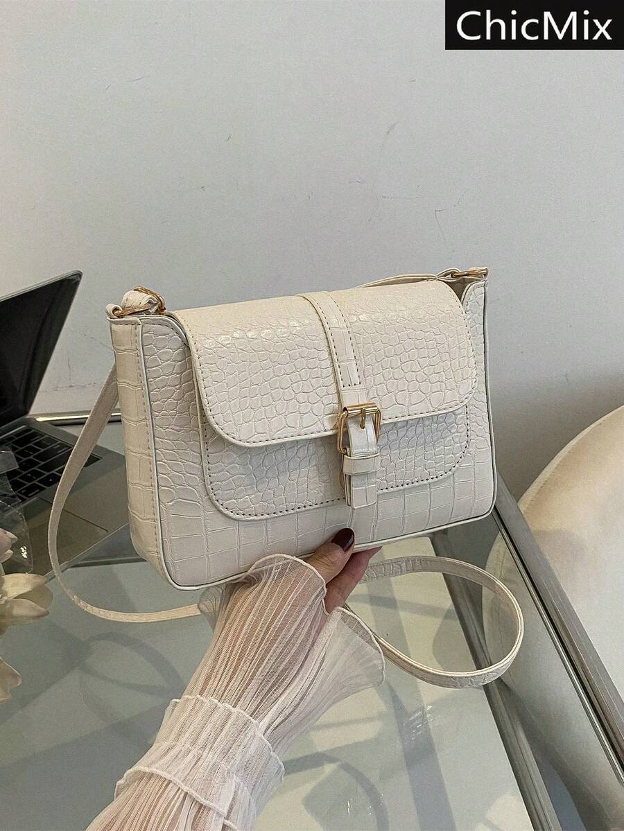 Women's Casual Commuter Fashion Solid Color Decorative Crossbody Bag - Beige - View 1