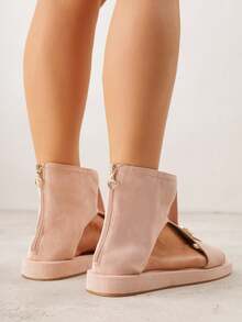 Sandalias planas casuales y de moda con diseño de hebilla para mujer - Rosa - Ver 4