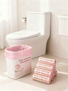 50-Pack Scented Kitchen Trash Bags , Extra Thick Leak Proof Garbage Bags With Fresh Rose Fragrance, Heavy Duty Drawstring Can Liners For Office Home Use, Tear Resistant Odor Control Waste Bags.Suitable For Bedrooms, Bathrooms, Living Rooms, Kitchens, Etc. - 珊瑚粉 - 查看 1