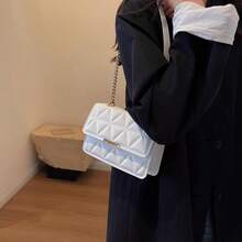 Women's New  Quilted Solid Color Chain Small Square Bag, Minimalist Fashion Shoulder Crossbody Bag - 彩色 - 查看 7