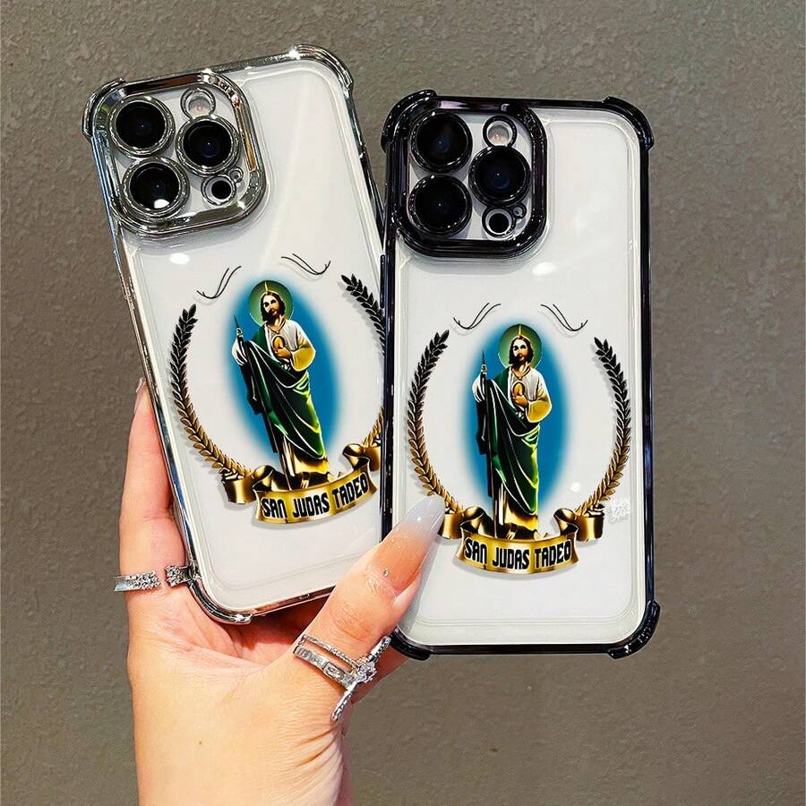 1 Stück, Jesus-Muster, einfache stilvolle quadratische Handyhülle für iPhone 11/12/13/14/15/17/Air/Pro/Plus/Pro Max und Galaxy S22/S223/S84/S25/Ultra/FE/EDGE. Geeignet als Geschenk für Freunde oder Valentinstagsgeschenke. - Verschiedenfarbig - Übersicht 1