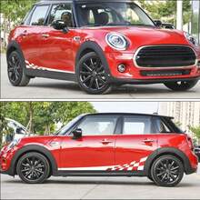 Pegatina de raya lateral a cuadros para coche, pegatinas laterales impermeables para puerta R56 R50 R53 R61 F60 F55 F56 F54 F66 F65 J01 J05 8WHD - A - Ver 3
