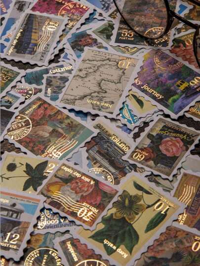 Gold Foil Stamp Stickers, DIY Stationery Stickers, Cartoon Cute Creative Interesting Waterproof, Candy Stickers, Phone Stickers, For Scrapbooking, Bullet Journals, Notebooks, Crafts, Water Bottles, Guitars, Skateboards, Bicycles, Motorcycles, Helmets, Luggage, Back To School Supplies, Winter Goods, Thanksgiving, Christmas, Saudi National Day, Birthdays, Holidays, New Year, Valentine's Day, Gifts For Boyfriends/Girlfriends, Adults