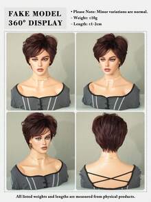 7JHH WIGS Tóc giả ngắn màu đen tím 8 inch kiểu pixie cho phụ nữ da đen và da trắng, tóc giả ngắn màu đỏ sẫm tổng hợp có mái, tóc giả nguyên đầu dùng hàng ngày, hóa trang, cosplay và phong cách thường ngày. - Màu đỏ tím - Xem 6