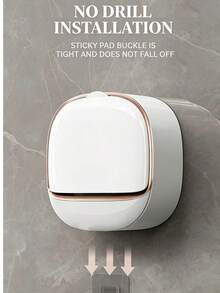 Light Luxury Drainage Soap Dish, Wall-Mounted Drill-Free Storage Rack, Hanging Bathroom Soap Holder With Flip Cover, Soap Box - Multicolor - View 10