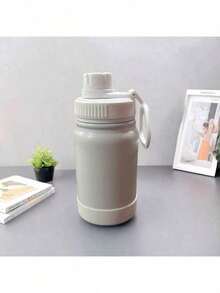 Thermal Bottle With Handle For Gym Use, With Silicone Base, 350ml/600ml/800ml/1000ml - White - View 3