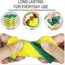 1pc High Density Scouring Pad, Powerful Degreasing, Dishwashing Sponge Cleaner, Suitable For Kitchen Dishwashing, Pot Scrubbing, Stovetop Cleaning, Oil Stain Removal, Tableware Washing - Cleaning Sponge - View 2