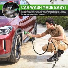 LOVFEN 25/50/75/100FT Braided Garden Hose Set With 10-Function Adjustable Spray Nozzle, Lightweight Flexible Water Hose For Outdoor Garden Irrigation, Patio & Car Cleaning. - Màu xanh lá - Xem 4