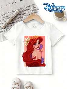 Disney Girls Casual Solid Color Short Sleeve Top - trắng - Xem 6