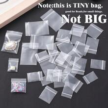 100个迷你塑料袋，透明小袋，2毫米厚，可重复使用，小型珠宝收纳拉链袋 - 無色 - 查看 3