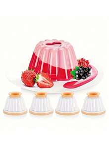 1/4 布丁慕斯蛋糕模具套装 - ABS塑料烘焙工具，适用于果冻、蛋奶冻、奶油布丁和巧克力甜点 - 彩色 - 查看 3