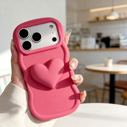 1pc Big Wave Dopamine Ins Heart Phone Case Compatible With IPhone 17 Promax/ Note 14 4G/Galaxy A56/ Hot 30/ Moto E30/Smart 7, Smart 8/Honor X7, X8, X8A, X8B, X8C