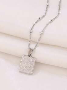 1件不锈钢日月吊坠项链 时尚18K镀金方形吊坠项链 女士首饰 - 項鍊 - 查看 12