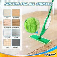 KEEPOW - almohadillas para orejas de repuesto para cabezal de trapeador Libman Freedom recambio de microfibra lavable para limpieza de pisos paquete de 2 fregona no incluida - Verde, Paquete de 6 - Ver 5