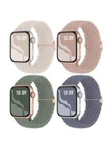 4条编织弹力单环表带，适用于38mm、40mm、41mm、42mm、44mm、45mm、46mm、49mm表盘尺寸，彩色实用尼龙弹力表带，兼容 Ultra 2、SE、11、10、9、8、7、6、5、4、3、2、1系列，适合作为学生返校礼物 - Series10/11 42mm - 查看 20