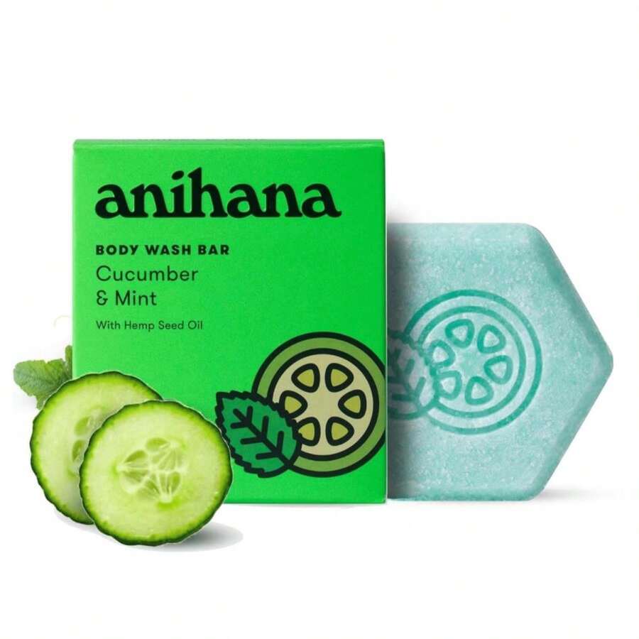ANIHANA Body Wash Bar With Coconut Oil And Hemp Seed Oil, Soap Free, Moisturizing, Gentle, Soft Skin Care, Refreshing Cucumber &Amp; Mint Scent 2.8 Oz - Màu A - Xem 1