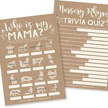 Hadley Designs Baby Shower Games For 25 Guests - Kraft Baby Shower Trivia Game Nursery Rhyme Quiz And Who Is My Mama Animal Matching Game Babyshower Games Boy Girl Gender Neutral Made In USAD - Kraftvitt - Visa 1