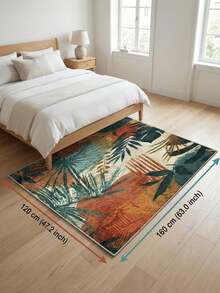 Estilo moderno, estilo vintage americano, alfombra con estampado de plantas tropicales. Estilo bohemio. Alfombra para sala de estar. Alfombra rectangular de pelo corto con detalles en relieve, alfombra decorativa adecuada para sala de estar, dormitorio y decoración del hogar para todas las estaciones. Suave, fácil de mantener, lavable a máquina - Multicolor - Ver 11