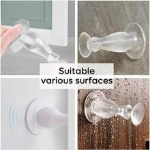 Tapón de puerta adhesivo de silicona, tapones de puerta de 4 paquetes para la parte inferior y superior de la puerta, silencioso sin taladro para mantener la puerta abierta para la pared Baseboard Baño Dormitorio (transparente) - Bloqueador de puerta silencioso - Ver 6