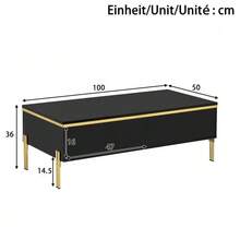 Modern Luxury TV Cabinet And Coffee Table Set, High-Gloss Solid Color Surface, Gold Edges, Generous Storage Space - 黑色+刨花板 - 查看 3