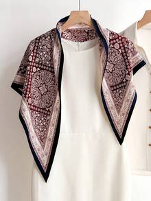 1条法式复古百搭腰果花图案双用途三角围巾，适合日常办公、度假及送礼。 - 紅色 - 查看 8