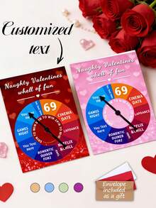 Customize Personalized Rotating Greeting Cards,Spinning Games, Spinning Pointers,Date Night,Personalized Naughty Valentines Wheel Of Fun Card,With Envelope,6 Color Options, Naughty Valentine's Day Gift For Him/Her,Anniversary Gifts, Couple Gifts. - Multicolor - View 8
