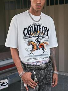 Men's Graphic Print Short Sleeve Crew Neck T-Shirt - Black - View 1