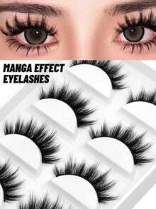 GROINNEYA 5 Pairs Super Soft Faux Mink Natural Cat Eye Lashes, C Curl Thick Fluffy False Eyelashes, Comfortable Eyelash Strips For Beginners, Suitable For Daily And Party Makeup - Fluffy Lashes - View 2