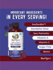 Mary Ruths Daily Liquid Hair Formula Hair Support Blueberry Pomegranate Sugar Free Clinically Shown Seszenbio Thicker Hair Hair Health Skin Support 15.22 Fl Oz 450 Ml Vegan Women Owned GMP Certified Clean Label Project Certified - - - 查看 3