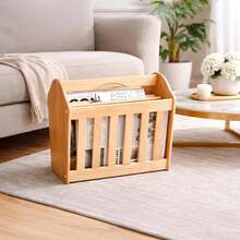 Standing Magazine Rk Rubberwood Newspaper Mail Wooden Shelf Storage Holder - 1PC - View 6
