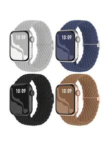 4条编织弹力单环表带，适用于38mm、40mm、41mm、42mm、44mm、45mm、46mm、49mm表盘尺寸，彩色实用尼龙弹力表带，兼容 Ultra 2、SE、11、10、9、8、7、6、5、4、3、2、1系列，适合作为学生返校礼物 - Series10/11 42mm - 查看 21