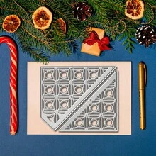 创意网格背景模具，DIY剪贴簿相册和压花模板，贺卡制作工具，卡片纸切割工艺品，礼品卡制作模板模切。 - 銀色 - 查看 5