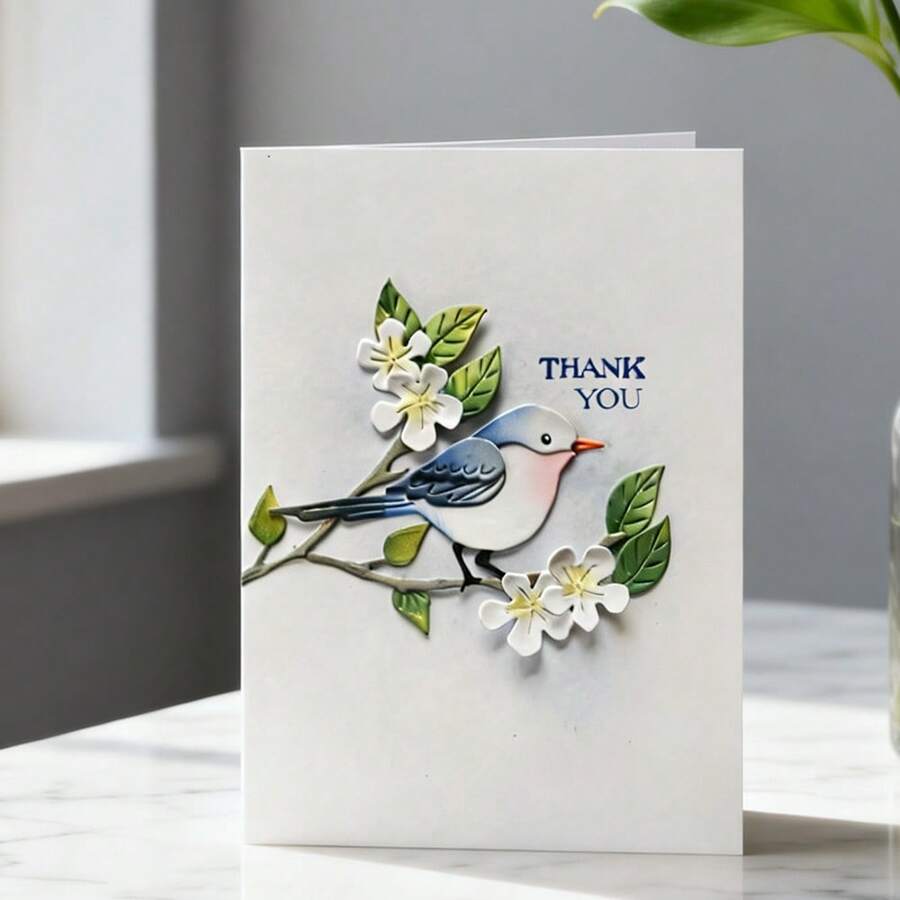 创意花鸟模具，DIY剪贴簿相册和压花模板，贺卡制作工具，卡片纸切割工艺品，礼品卡制作模板模切。 - 銀色 - 查看 1