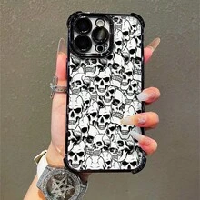 1 Stück, Vollbildschädelmuster, einfache stilvolle quadratische Handyhülle für iPhone 11/12/13/14/15/17/Air/Pro/Plus/Pro Max und Galaxy S22/S223/S84/S25/Ultra/FE/EDGE. Geeignet als Geschenk für Freunde oder Valentinstagsgeschenke. - Verschiedenfarbig - Übersicht 4