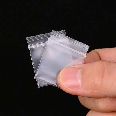 100pcs Mini Plastic Bags, Transparent Small Pouches, 2mm Thickness, Reusable, Small Jewelry Storage Zipper Bags