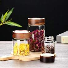 Glass Sealed Storage Jar, Airtight Canister For Tea, Coffee Beans, Comes With Rosewood Lid - Jar Only, No Coffee Beans Included - Multicolor - View 5