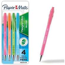 Paper Mate FlexGrip Ultra Ballpoint Pens Made From  Plastic Materials Assorted Barrel Colors Medium Point (1.0mm) Black 4 Count - / - View 1